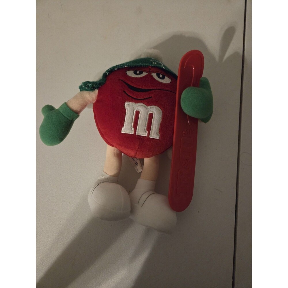 Vintage 2003 M&M’s Red Snowboarder Plush Galerie Holiday Winter 9” Stuffed Toy